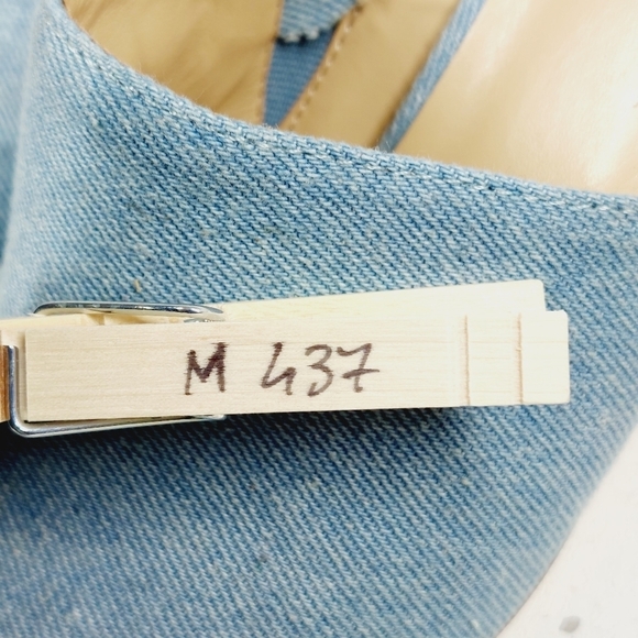 Nine West Wylow Blue Denim Open Toe Slip On Block Heel Mules M437 - Picture 13 of 13